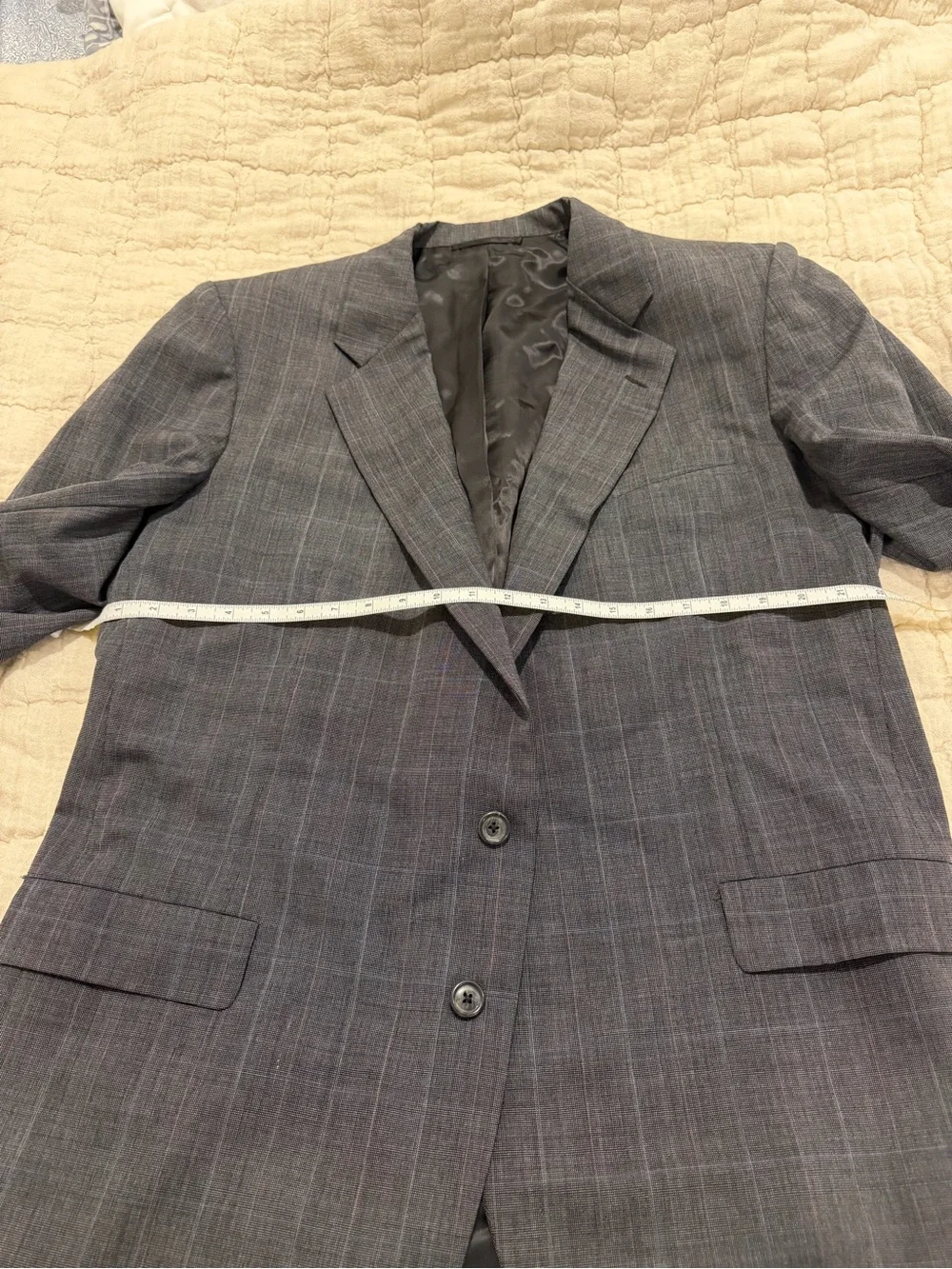 Vintage Hickey Freeman Charcoal Gray Windowpane Boardroom Collection Blazer